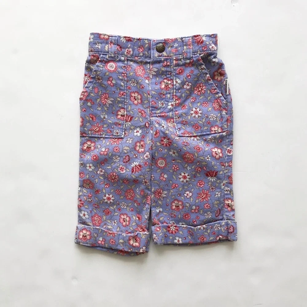 Oshkosh corduroy floral buffed pants EUC 3-6m